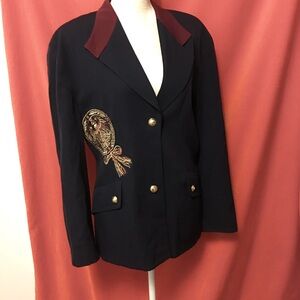 Laurel Escada vtg wool crest blazer stand collar size 44